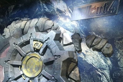 Bethesda promoted its Fallout 4 with a three-dimensional wall decorated to look like an enormous underground bunker.