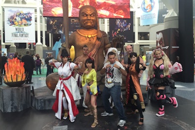 Tekken 7 set up an elaborate photo station in the convention center's airy lobby, complete with oversize statue and costumed characters.