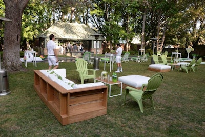 Svedka's event included chaise lounges and lime green Adirondack chairs for a country club look and feel.