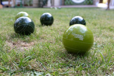 Lawn games included a custom boccie ball set and custom ladder golf.