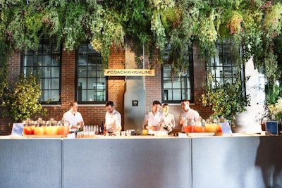 To use the long, and otherwise empty, stretches of space underneath the High Line passageway, Workshop erected a long bar along the brick facade. Tequila- and vodka-infused drinks bore nature-inspired names: Meadow, Mountain, Garden, and Beach.