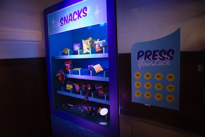 A seemingly normal vending machine provided some interactive surprises. It lit up when people pressed its buttons, and a person hiding behind the machine told jokes and dispensed snacks through the vending-machine slot.