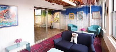 The glass-enclosed Meditation Lounge is perfect for a quick phone call or coffee break.