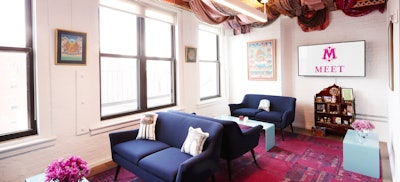 Nepalese artwork and silk drapery create the perfect backdrop for smaller groups.