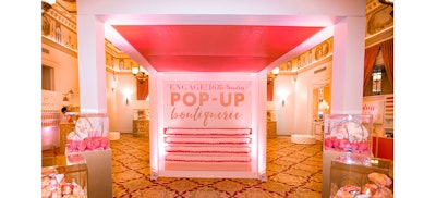 Entryway of a pop-up boutiquerie, an interactive luxe experience where attendees chose their own gifts.