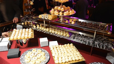 A dessert station display for a New Year’s Eve event