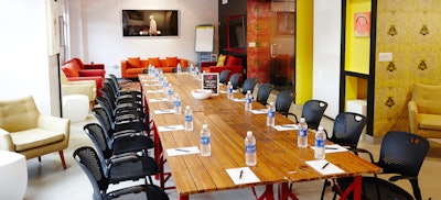 Bee Room set up boardroom style for 20