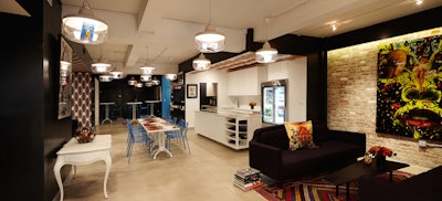 Shared spaces include a lounge, kitchen, and dining area.