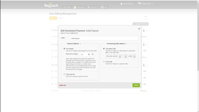 Edit scheduled payments and configure billing options and processing dates.