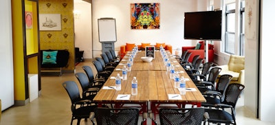 Bee Room set up boardroom style for 20