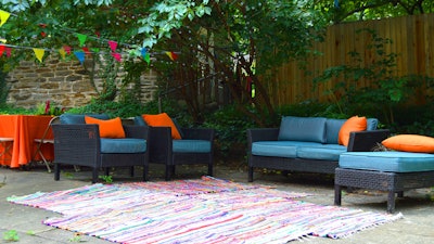 A garden lounge was set for guests to relax in the shade.