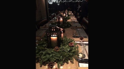 Rehearsal dinner decor in the Porch Room.