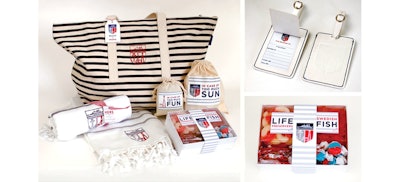 Logo design and gifting for a Croatian cruise included embroidered Turkish towels and candy bento