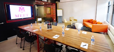 Red Bee Room set-up boardroom style for 10