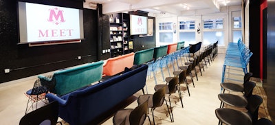 The Salon set up for a screening for 75 guests