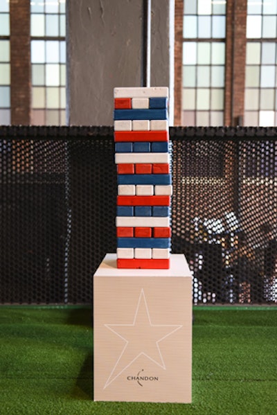 Other games included giant Jenga, which was displayed on a branded block.