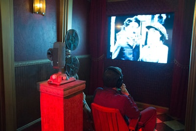 In an Art Deco-style theater built for two, guests could learn about lovey-dovey moments in silent film, narrated by actress Maggie Gyllenhaal.