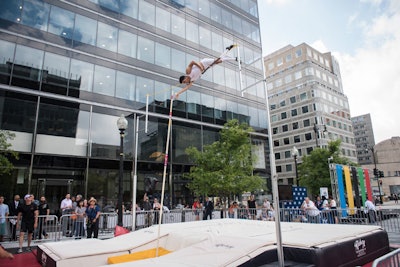 A pole vaulter from DC Vault dazzled onlookers with high-flying feats.