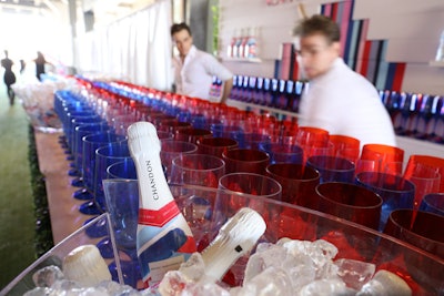 Keeping with an all-American theme, Chandon was served in red, clear, and blue wine glasses.