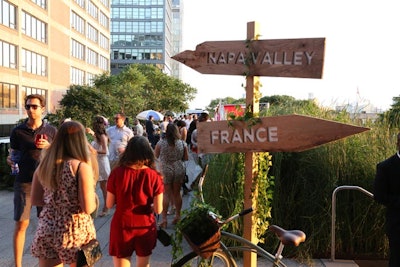 Wooden signs pointing to Napa Valley and France paid homage to Chandon's current home and origins.