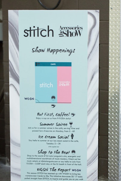 A printed guide offered a menu of happenings within the Stitch and Accessories the Show areas.