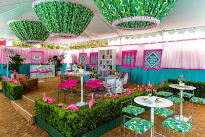 The Teen Choice Awards V.I.P. tent had a kitschy, Palm Beach-y vibe accented with plastic flamingos and palm-printed fabric chandeliers.