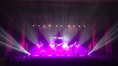 Full production for large concert venues includes projection, lights, and sound.