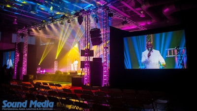 Lighting, sound, and projection for a conference
