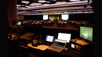 Dual screens were set up at this gala dinner