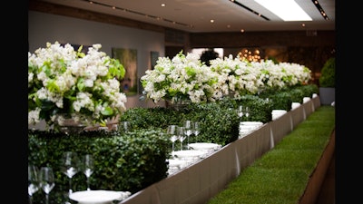 HMR created an over-the-top tablescape complete with grass benches.