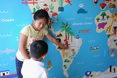 The welcome truck showcased an interactive world map with illustrations of children giving audible 'hellos' in different languages. Brand ambassadors gave kids a chance to plan their own journey on the map.