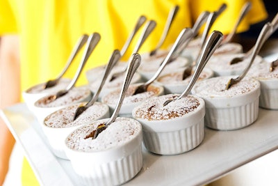 Desserts in the Annenberg theater lobby included quindim, a Brazilian coconut flan.