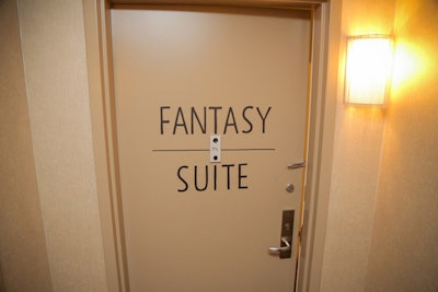 The door was printed with the words 'Fantasy Suite,' to evoke the portion of the show each season when couples have a chance to spend a private night together.