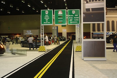 Ford Motor Company’s display at the 2011 Model Central Florida International Auto Show in 2010 featured directional signage resembling road signs bearing the names of actual highways around Orlando.