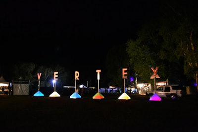In between the campground and the main venue, letters that spelled 'Vertex' were stationed in LED platforms that lit up each evening.