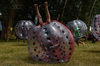 Bouncing around in large inflatable balls was a popular pastime throughout the weekend.