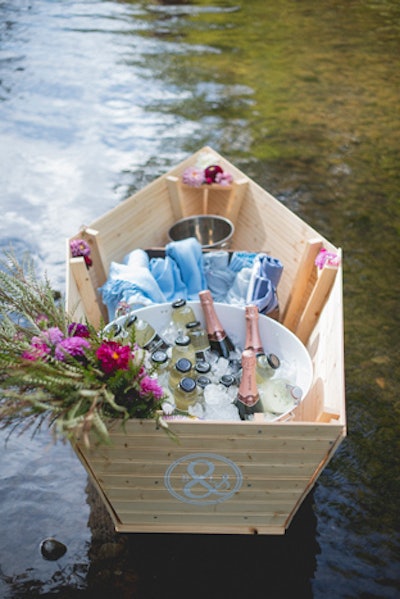 A boat held Turkish towels, pashminas, natural bug repellent, and buckets of drinks.