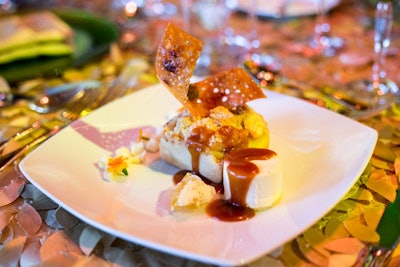 The Hudson River Valley National Heritage Area inspired the plated dessert option of apple pie with salted caramel ice cream, maple caramel sauce, and white cheddar crumbles.