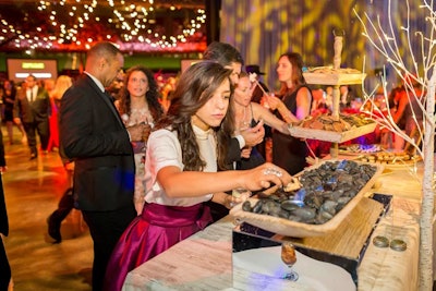 Design Cuisine set up a 'make your own s'mores' bar after dinner, complete with hot coals for roasting marshmallows.