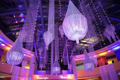 Dramatic chandeliers created an elegant tone at the MSNBC White House Correspondents’ Dinner party in 2012.