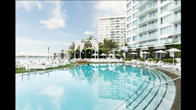 Take in spectacular views of Biscayne Bay and downtown Miami while relaxing by Mondrian's iconic swimming pool.
