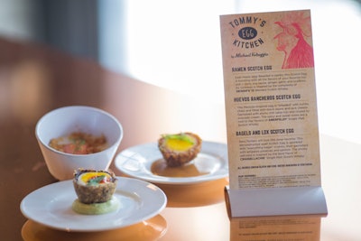 During the day, the space served unique spins on the traditional Scotch egg from chef Michael Voltaggio. The menu included the names and descriptions of the dishes, which included ramen and huevos rancheros Scotch eggs.