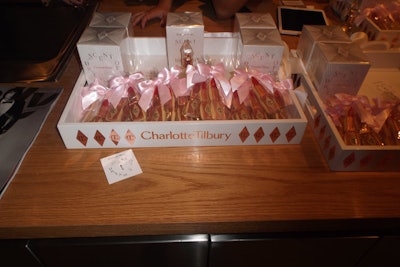 The event's catering, provided in-house by the Samsung 837 hospitality staff, included cookies in the form of lipstick tubes and wrapped with festive pink bows.