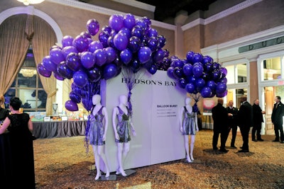 The cocktail reception at the Canadian Cosmetic, Toiletry, and Fragrance Association’s annual Mirror Ball fund-raiser, held in November 2014 at Toronto’s Liberty Grand, included a silent auction and a balloon burst from sponsor Hudson’s Bay; the balloons contained prizes, such as gift cards. The gala benefits two programs—Look Good Feel Better, a workshop for women with cancer that provides makeup and skincare products, and FacingCancer.ca, an online support community for women with cancer.