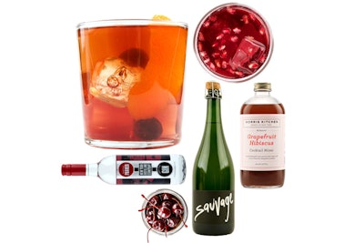 The holiday punch kit, $97, from Mouth contains gin, bubbly, a hibiscus cocktail mixer, and bourbon-infused cherries for garnish—everything but the punch bowl.