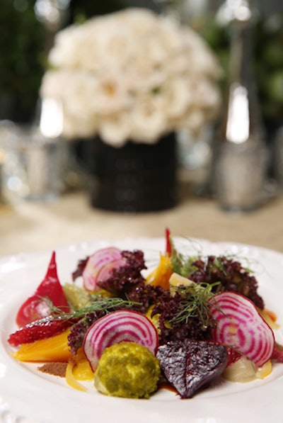 Patina's first course is a colorful array of baby beets.