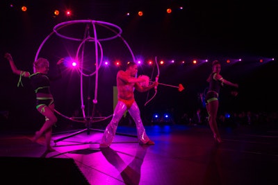 Entertainment was continuous throughout the gala, with the theme of 'Love' woven into it through lighting, songs, and costumed performers such as Cupid.