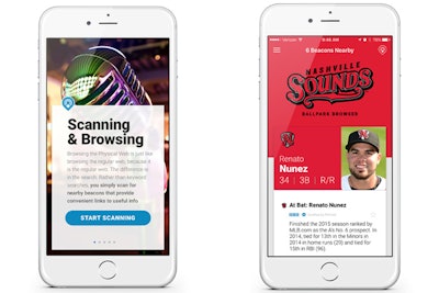 Any smartphone can detect beacons transmitting Physical Web content. At a Nashville Sounds baseball game, BKON deployed beacons that provided information about players as they came up to bat.
