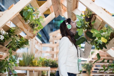 In the 1,000-square-foot Zen Garden, organizers encouraged attendees to turn their thoughts inward as they walked around wearing noise-canceling headphones.