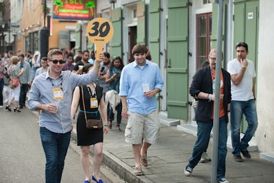 Group leaders walked with attendees to a number of bars as part of the conference’s opening-night pub crawl.